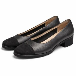 Salvatore Ferragamo Boutique Pumps 8.5 AAA Black Cap Toe Leather Low Heel Italy